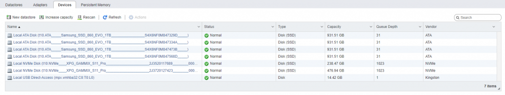 NVMe storage drives show now.